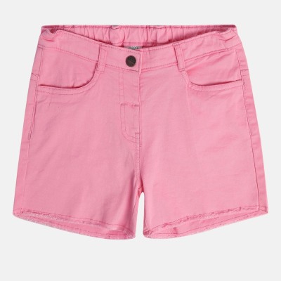 MINI KLUB Short For Girls Casual Solid Cotton Blend(Pink, Pack of 1)