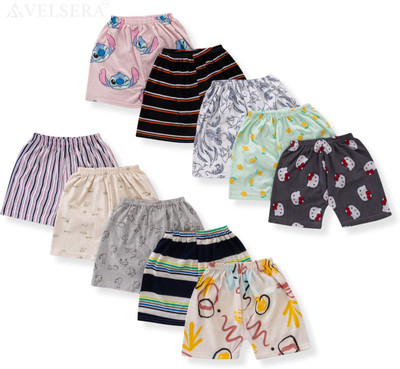 VELSERA Short For Baby Boys & Baby Girls Casual Printed Pure Cotton(Multicolor, Pack of 10)