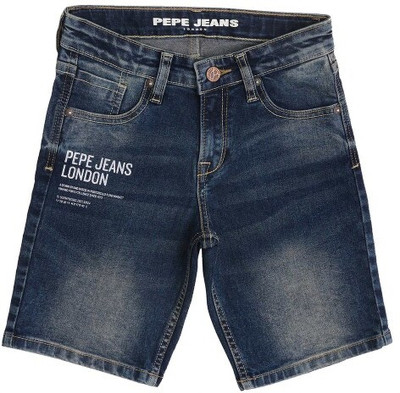 Pepe Jeans Short For Boys Casual Solid Cotton Blend(Blue, Pack of 1)