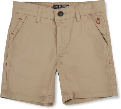 GINI & JONY Short For Boys Casual Solid Cotton Blend(Brown, Pack of 1)