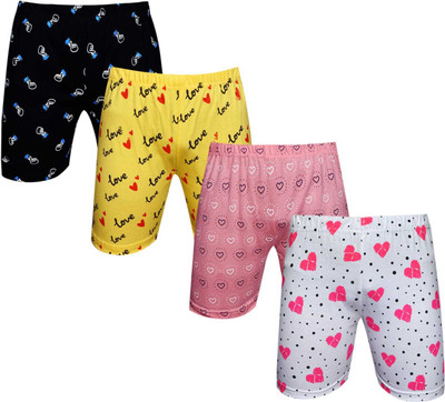 AS FASHION Short For Baby Boys & Baby Girls Casual Printed Cotton Blend(Multicolor, Pack of 4)