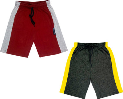 Kavyu Short For Boys Casual Colorblock Pure Cotton(Multicolor, Pack of 2)