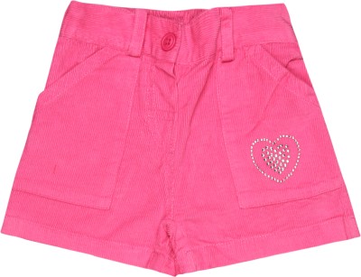 BodyCare Short For Baby Girls Casual Embellished Cotton Blend(Pink, Pack of 1)