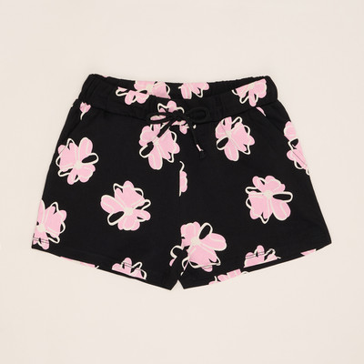 Pantaloons Junior Short For Girls Casual Printed Cotton Blend(Black, Pack of 1)