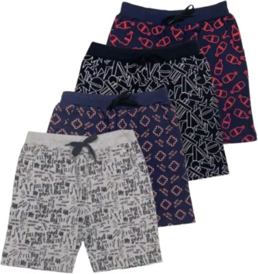 SARWIN Short For Boys Casual Printed Cotton Blend(Multicolor, Pack of 4)