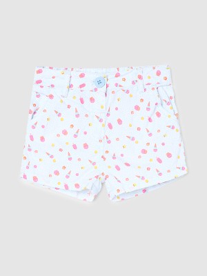 MAX Short For Baby Girls Casual Printed Pure Cotton(White, Pack of 1)