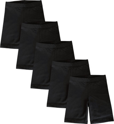 Joe & Joe Short For Girls Casual Solid Cotton Lycra(Black, Pack of 5)