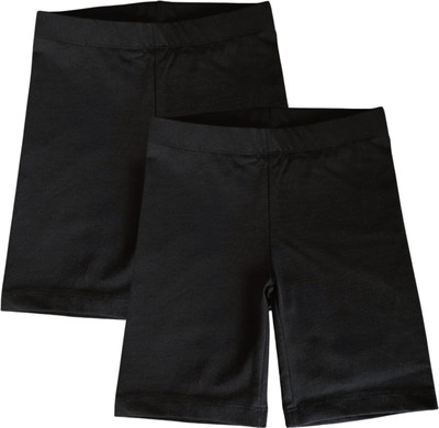Joe & Joe Short For Girls Casual Solid Cotton Lycra(Black, Pack of 2)