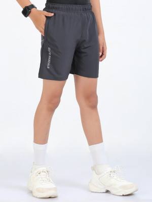 Cute Rascals Short For Boys Sports Solid Polyester(Grey, Pack of 1)