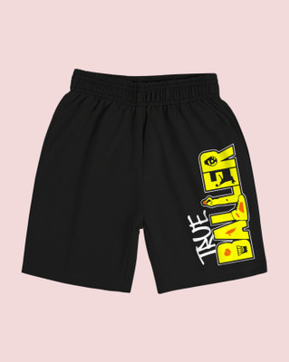 Kiddy Viddy Short For Boys Casual Printed Cotton Blend(Black, Pack of 1)