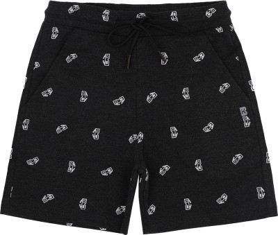 PROTEENS Short For Boys Casual Printed Cotton Blend(Black, Pack of 1)