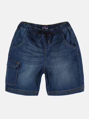 KiddoPanti Short For Boys Casual Solid Denim(Blue, Pack of 1)
