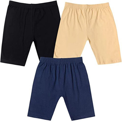 NEEORT FASHION Short For Boys & Girls Casual Solid Cotton Blend(Multicolor, Pack of 3)