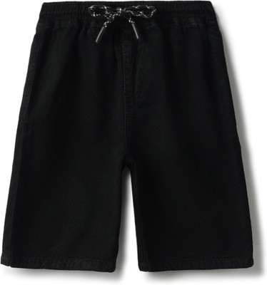 TALES & STORIES Short For Boys Casual Solid Pure Cotton(Black, Pack of 1)