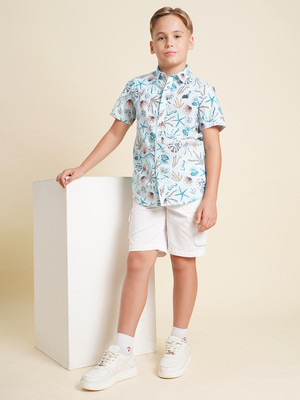 Jack & Jones Junior Short For Boys Casual Solid Cotton Blend(White, Pack of 1)