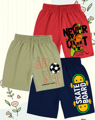 Kiddy Viddy Short For Boys Casual Applique Cotton Blend(Multicolor, Pack of 3)