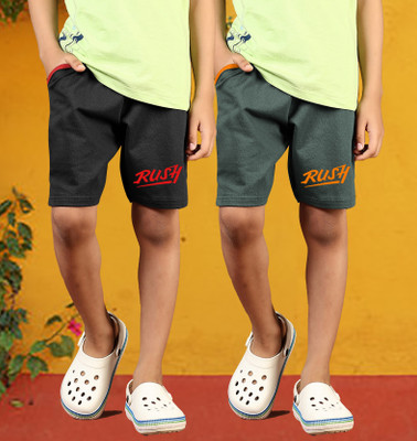 JumboTrend Short For Boys Casual Solid Cotton Blend(Black, Green, Pack of 2)