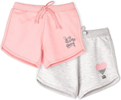 Ariel Short For Girls Casual Printed Pure Cotton(Multicolor, Pack of 2)