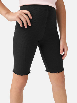 JUNIORS by Babyshop Short For Girls Casual Solid Pure Cotton(Black, Pack of 1)