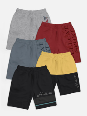 Hellcat Short For Boys Casual Printed, Colorblock Cotton Blend(Multicolor, Pack of 5)