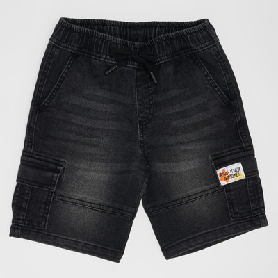 Pantaloons Junior Short For Boys Casual Solid Cotton Blend(Black, Pack of 1)