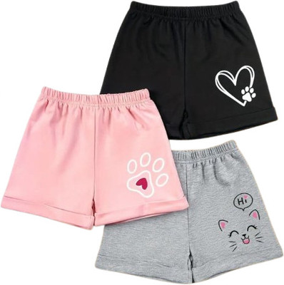 APN Short For Girls Casual Printed Pure Cotton(Multicolor, Pack of 3)