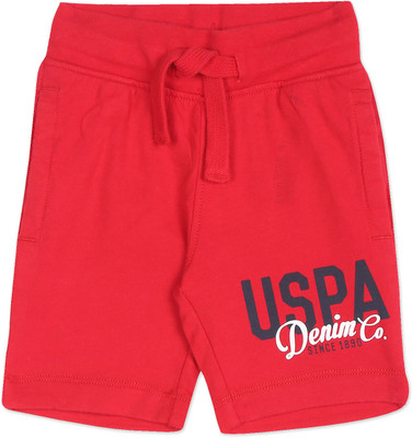 U.S. POLO ASSN. Short For Boys Casual Printed Cotton Blend(Red, Pack of 1)