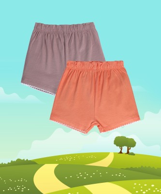 MINI KLUB Short For Baby Girls Casual Solid Pure Cotton(Multicolor, Pack of 2)