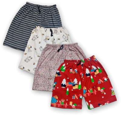 Sen Garments Short For Boys & Girls Casual Printed Cotton Blend(Multicolor, Pack of 4)