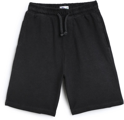 TOTCO Short For Boys & Girls Casual Dyed/Washed Cotton Blend(Black, Pack of 1)