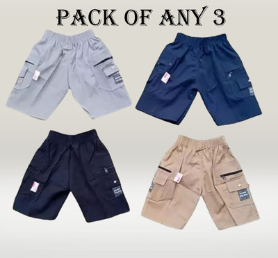 Payodhi Short For Boys & Girls Casual Solid Cotton Blend(Multicolor, Pack of 3)