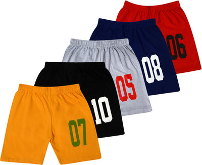 HUXX Short For Boys & Girls Casual Solid Pure Cotton(Multicolor, Pack of 5)