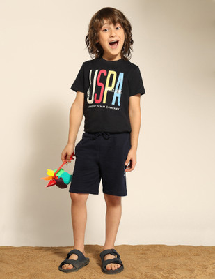 U.S. POLO ASSN. Short For Boys Casual Solid Pure Cotton(Blue, Pack of 1)