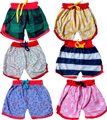 DASKART Short For Girls Casual Printed Cotton Blend(Multicolor, Pack of 6)