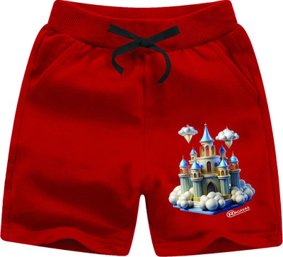 diamond art collection Short For Boys & Girls Casual Printed Cotton Jersey(Red, Pack of 1)