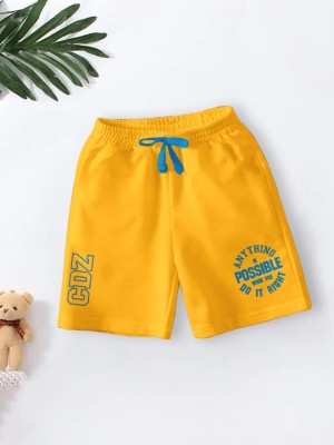 Codez Short For Boys Casual Printed Cotton Blend(Yellow, Pack of 1)