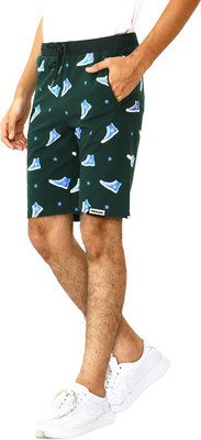 UB CLUB Short For Boys Casual Printed Cotton Blend(Green, Pack of 1)