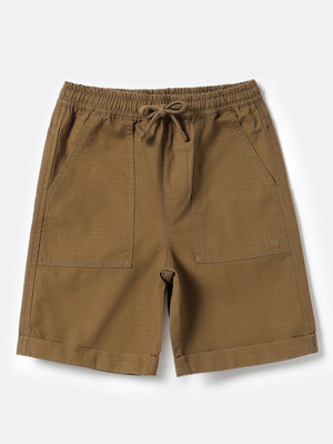 United Colors of Benetton Short For Boys Casual Solid Pure Cotton(Brown, Pack of 1)