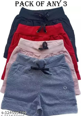Fragment Short For Boys & Girls Party Solid Cotton Lycra(Multicolor, Pack of 3)
