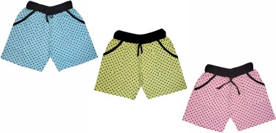LOVO Short For Baby Boys & Baby Girls Casual Printed Cotton Blend(Multicolor, Pack of 3)