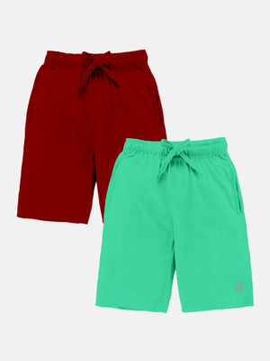 KiddoPanti Short For Boys Casual Solid Cotton Jersey(Red, Pack of 2)
