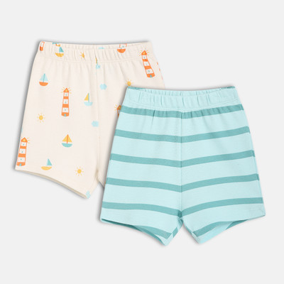 MINI KLUB Short For Baby Boys Casual Printed Pure Cotton(White, Pack of 2)
