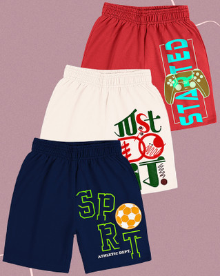 Kiddy Viddy Short For Boys Casual Printed Cotton Blend(Beige, Pack of 3)