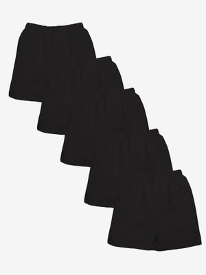 KiddoPanti Short For Girls Casual Solid Cotton Lycra(Black, Pack of 5)
