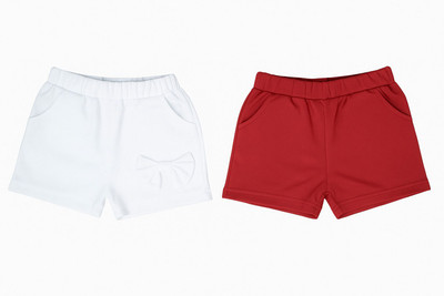 Rudra's Kids Clothing Short For Girls Casual Solid Polyester(White, Red, Pack of 2)