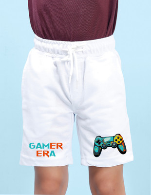 Nusyl Short For Boys Casual Graphic Print Cotton Blend(White, Pack of 1)