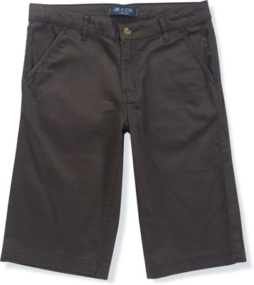 GINI & JONY Short For Boys Casual Solid Cotton Blend(Grey, Pack of 1)