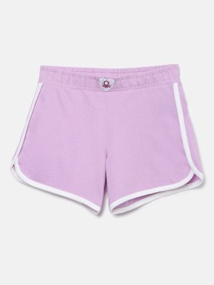 United Colors of Benetton Short For Girls Casual Solid Pure Cotton(Purple, Pack of 1)