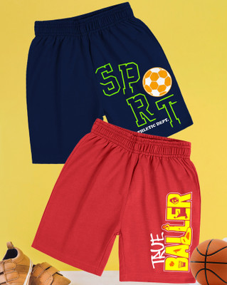 AOOSH Short For Boys Casual Printed Cotton Blend(Blue, Pack of 2)