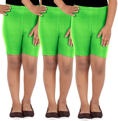 LULA Short For Girls Casual Solid Cotton Lycra(Dark Green, Pack of 3)